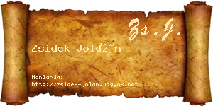 Zsidek Jolán névjegykártya